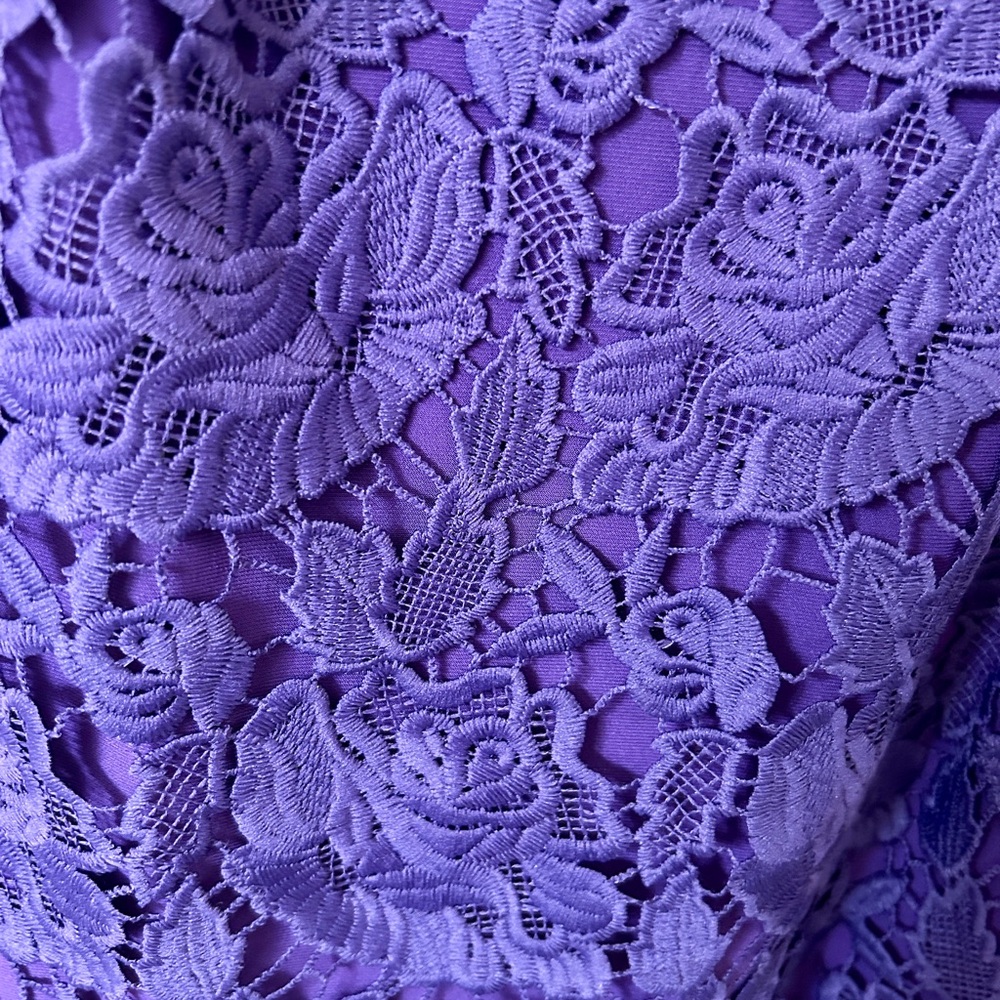 NWOT ! Ralph Lauren Purple Floral Lace Back Zip Lined - Picture 2 of 9